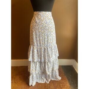 NWT Kaari Blue Medium La Dolce Vita Layered Floral Skirt $80